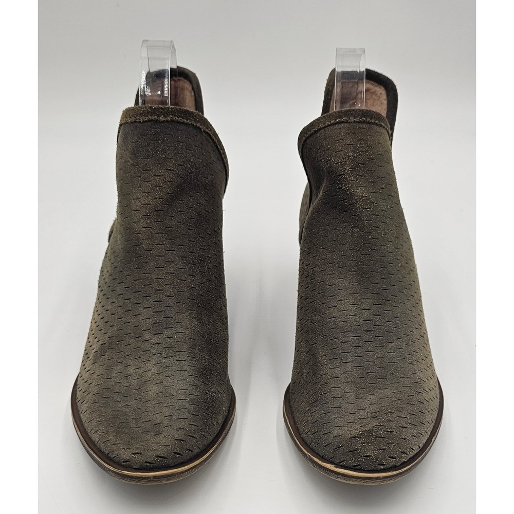 Lucky Brand Ankle Booties Women's 8.5 Baley Green Suede Leather Perforated Boots